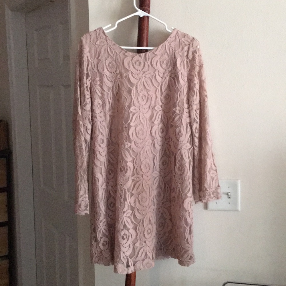 Long sleeve lace mini dress